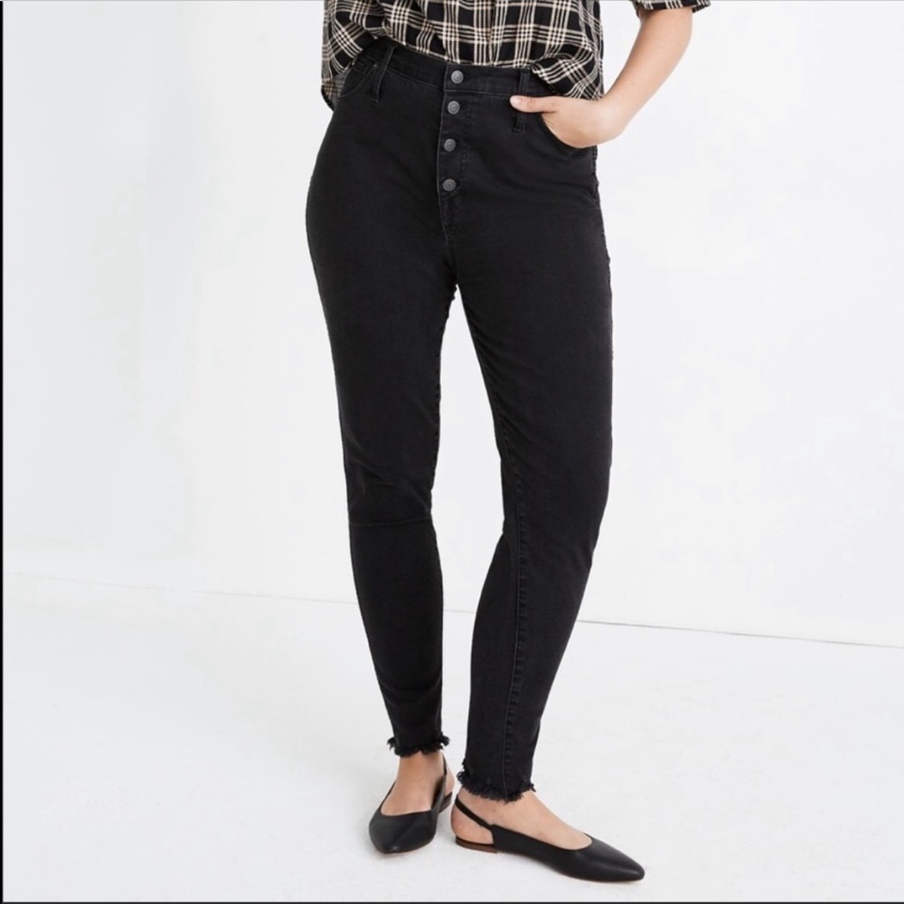 Madewell Black Jeans 10” High Rise Skinny NWT Factory Fade Grey Stretch